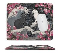 MSYKANIX Abstract Fantasy Yin Yang Soft Stitched Edge Mouse Pad,Colorful Japanese Ocean Great Waves Black Cat Cherry Blossom Non-Slip Mousepad for Office,Home 25x30 cm