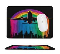 MSYKANIX Abstract Graffiti Airplane Soft Stitched Edge Mouse Pad,Modern Colorful Paint Splatter Style Aircraft Non-Slip Mousepad for Office,Home 20x24 cm