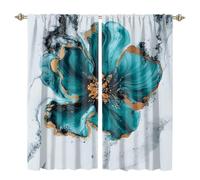 MSYKANIX Abstract Marble Textures Rod Pocket Curtain for Bedroom,Rustic Modern Tie Dye Beautiful Flowers Marble Print Window Drapes 2 Panels,Each 50.5Wx114L cm（Decor）