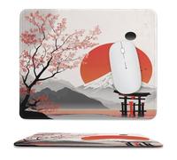 MSYKANIX Abstract Minimalist Japan Torii Non-Slip Mousepad,Colorful Geometric Japanese Red Sun Cherry Blossom Mount Fuji with Most Types of Mouse,Stitched Edges for Decoration 25x30 cm