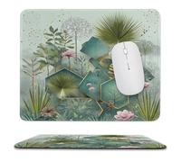 MSYKANIX Abstract Modern Botanical Soft Stitched Edge Mouse Pad,Colorful Boho Geometric Art Decor Nature Plant Leaves Floral Non-Slip Mousepad for Office,Home 25x30 cm