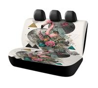 MSYKANIX Abstract Modern Flamingo Car Cover Set for Rear Bench Seat with Polyester,Cute Colorful Geometric Art Floral Butterfly Pink Animals Flamingo Back Covers Universal