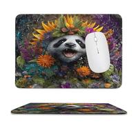 MSYKANIX Abstract Realistic Panda Soft Stitched Edge Mouse Pad,Colorful Modern Plant Palm Leaves Floral Cute Animal Panda Non-Slip Mousepad for Office,Home 20x24 cm