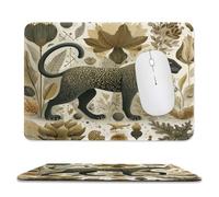 MSYKANIX Abstract Rustic Leopard Non-Slip Mousepad,Modern Colorful Autumn Forest Plant Leaves Flower Wildlife Cheetah with Most Types of Mouse,Stitched Edges for Decoration 20x24 cm