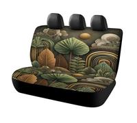 MSYKANIX Abstract Rustic Plant Car Cover Set for Rear Bench Seat with Polyester,Vintage Geometric Mid Century Art Decor Botanical Leaves Full Moon Back Covers Universal