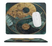 MSYKANIX Abstract Rustic Yin Yang Soft Stitched Edge Mouse Pad,Colorful Vintage Asian Yin Yang Theme Marble Mountain Non-Slip Mousepad for Office,Home 25x30 cm