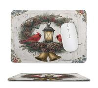 MSYKANIX Abstract Vintage Bird Soft Stitched Edge Mouse Pad,Rustic Colorful Wooden Boards Christmas Pine Leaf Pinecone Non-Slip Mousepad for Office,Home 20x24 cm
