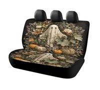 MSYKANIX Abstract Vintage Ghost Car Rear Seat Covers Interior for Trucks SUV,Colorful Rustic Halloween Gothic Pumpkins Plant Leaves Flower Automotive Accessories