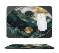 MSYKANIX Abstract Vintage Yin Yang Non-Slip Mousepad,Colorful Rustic Asian Yin Yang Theme Marble Mountain with Most Types of Mouse,Stitched Edges for Decoration 20x24 cm