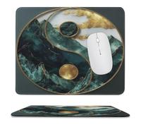 MSYKANIX Abstract Vintage Yin Yang Soft Stitched Edge Mouse Pad,Colorful Rustic Asian Yin Yang Theme Marble Mountain Non-Slip Mousepad for Office,Home 25x30 cm