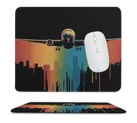 MSYKANIX Abstract Watercolor Airplane Soft Stitched Edge Mouse Pad,Colorful Graffiti Paint Splatter Style Aircraft Non-Slip Mousepad for Office,Home 25x30 cm
