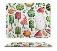 MSYKANIX Abstract Watercolor Ice Cream Non-Slip Mousepad,Cartoon Funny Summer Theme Fruit Kiwi Watermelon Lemon with Most Types of Mouse,Stitched Edges for Decoration 25x30 cm
