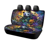 MSYKANIX Abstract Watercolor Panda Car Cover Set for Rear Bench Seat with Polyester,Modern Cute Animal Butterfly Forest Night Flower Full Moon Back Covers Universal