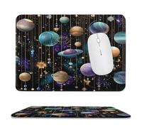 MSYKANIX Abstract Watercolor Planet Non-Slip Mousepad,Beautiful Fantasy Outer Space Galaxy Starry Sky Planets with Most Types of Mouse,Stitched Edges for Decoration 20x24 cm