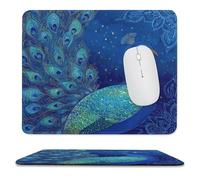 MSYKANIX Beautiful Abstract Peacock Non-Slip Mousepad,Colorful Fantasy Boho Indian Mandala Animal Peacock Feathers with Most Types of Mouse,Stitched Edges for Decoration 25x30 cm