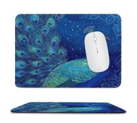 MSYKANIX Beautiful Abstract Peacock Soft Stitched Edge Mouse Pad,Colorful Fantasy Boho Indian Mandala Animal Peacock Feathers Non-Slip Mousepad for Office,Home 20x24 cm