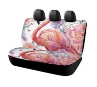 MSYKANIX Beautiful Colorful Flamingo Car Cover Set for Rear Bench Seat with Polyester,Modern Rustic Floral Peony Tropical Jungle Pink Animal Flamingo Back Covers Universal