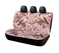 MSYKANIX Beautiful Cute Animal Bird Car Cover Set for Rear Bench Seat with Polyester,Rustic Vintage Spring Forest Japanese Floral Cherry Blossom Birds Back Covers Universal