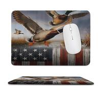 MSYKANIX Cabin Colorful Mallard Duck Soft Stitched Edge Mouse Pad,Modern Realistic Hunting Theme Fish Duck American Flag Non-Slip Mousepad for Office,Home 20x24 cm