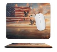 MSYKANIX Cabin Modern Mallard Duck Soft Stitched Edge Mouse Pad,Realistic Colorful Hunting Theme Fish American Flag Sunset Non-Slip Mousepad for Office,Home 25x30 cm