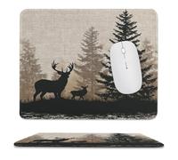 MSYKANIX Cabin Vintage Foggy Forest Soft Stitched Edge Mouse Pad,Rustic Realistic Misty Forest Trees Wildlife Deer Moose Non-Slip Mousepad for Office,Home 25x30 cm