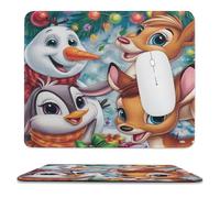 MSYKANIX Cartoon Colorful Deer Soft Stitched Edge Mouse Pad,Cute Funny Christmas Theme Snowman Animal Rabbit Moose Penguin Non-Slip Mousepad for Office,Home 25x30 cm