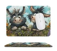 MSYKANIX Cartoon Colorful Donkey Non-Slip Mousepad,Cute Rustic Spring Garden American Farm Animal Donkeys Floral with Most Types of Mouse,Stitched Edges for Decoration 20x24 cm