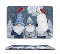 MSYKANIX Cartoon Colorful Gnome Soft Stitched Edge Mouse Pad,Cute Rustic Winter Snow Forest Pine Trees Animal Red Bird Full Moon Non-Slip Mousepad for Office,Home 20x24 cm