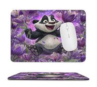 MSYKANIX Cartoon Colorful Panda Soft Stitched Edge Mouse Pad,Funny Cute Spring Garden Purple Floral Tulips Animal Panda Non-Slip Mousepad for Office,Home 20x24 cm