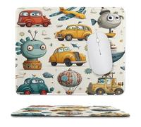 MSYKANIX Cartoon Cute Car Soft Stitched Edge Mouse Pad,Funny Colorful Aircraft Airplane Tractor Truck Ship Vehicle Non-Slip Mousepad for Office,Home 25x30 cm