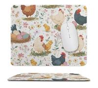 MSYKANIX Cartoon Cute Chicken Soft Stitched Edge Mouse Pad,Rustic Watercolor Spring American Western Farm Floral Animal Rooster Non-Slip Mousepad for Office,Home 25x30 cm