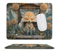 MSYKANIX Cartoon Cute Fox Soft Stitched Edge Mouse Pad,Colorful Abstract Wildlife Fox Spring Garden Botanical Dandelion Non-Slip Mousepad for Office,Home 25x30 cm
