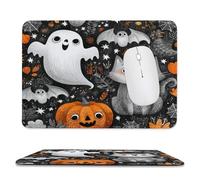 MSYKANIX Cartoon Cute Ghost Soft Stitched Edge Mouse Pad,Colorful Abstract Halloween Theme Spider Web Pumpkin Animal Cat Bat Non-Slip Mousepad for Office,Home 20x24 cm