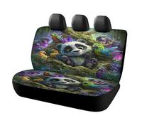MSYKANIX Cartoon Cute Panda Car Cover Set for Rear Bench Seat with Polyester,Fantasy Colorful Summer Tropical Jungle Cute Animal Parrot Back Covers Universal