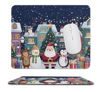 MSYKANIX Cartoon Funny Christmas Soft Stitched Edge Mouse Pad,Colorful Cute Winter Holiday Santa Claus Snowman Penguin Xmas Tree Non-Slip Mousepad for Office,Home 25x30 cm