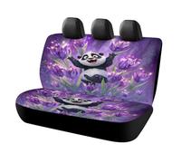 MSYKANIX Cartoon Funny Panda Car Rear Seat Covers Interior for Trucks SUV,Cute Colorful Spring Garden Purple Floral Tulips Animal Panda Automotive Accessories