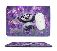 MSYKANIX Cartoon Funny Panda Non-Slip Mousepad,Cute Colorful Spring Garden Purple Floral Tulips Animal Panda with Most Types of Mouse,Stitched Edges for Decoration 20x24 cm
