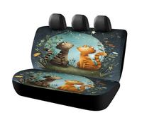 MSYKANIX Cartoon Rustic Cat Car Rear Seat Covers Interior for Trucks SUV,Beautiful Colorful Orange Cute Cat Plant Floral Starry Sky Full Moon Automotive Accessories