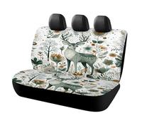 MSYKANIX Cartoon Rustic Deer Car Cover Set for Rear Bench Seat with Polyester,Colorful Abstract Spring Garden Plant Floral Cute Animal Moose Back Covers Universal