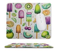 MSYKANIX Cartoon Watercolor Ice Cream Non-Slip Mousepad,Cute Funny Summer Theme Fruit Lemon Pear Cherry with Most Types of Mouse,Stitched Edges for Decoration 25x30 cm