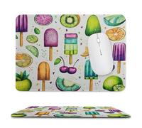 MSYKANIX Cartoon Watercolor Ice Cream Non-Slip Mousepad,Cute Funny Summer Theme Fruit Lemon Pear Cherry with Most Types of Mouse,Stitched Edges for Decoration 20x24 cm