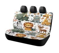MSYKANIX Cartoon Watercolor Lion Car Cover Set for Rear Bench Seat with Polyester,Cute Funny Tropical Animal Giraffe Zebra Elephant Deer Moose Flamingo Back Covers Universal