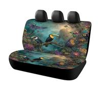 MSYKANIX Cartoon Watercolor Toucan Car Rear Seat Covers Interior for Trucks SUV,Colorful Rustic Tropical Jungle Animal Parrot Botanical Floral Automotive Accessories