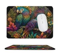 MSYKANIX Colorful Abstract Toucan Soft Stitched Edge Mouse Pad,Cartoon Cute Tropical Jungle Animal Birds Plant Leaves Flower Non-Slip Mousepad for Office,Home 20x24 cm