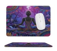 MSYKANIX Colorful Abstract Yoga Non-Slip Mousepad,Beautiful Fantasy Indian Mandala Forest Night Flower Moon with Most Types of Mouse,Stitched Edges for Decoration 20x24 cm