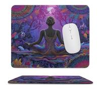 MSYKANIX Colorful Abstract Yoga Soft Stitched Edge Mouse Pad,Beautiful Fantasy Indian Mandala Forest Night Flower Moon Non-Slip Mousepad for Office,Home 25x30 cm