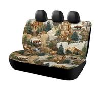 MSYKANIX Colorful Cabin Bear Car Cover Set for Rear Bench Seat with Polyester,Abstract Rustic Forest Mountain Pine Trees Animal Fox Deer Moose Back Covers Universal
