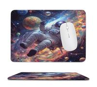 MSYKANIX Colorful Fantasy Astronaut Non-Slip Mousepad,Abstract Funny Outer Space Galaxy Planet Starry Sky with Most Types of Mouse,Stitched Edges for Decoration 20x24 cm