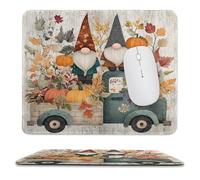 MSYKANIX Cute Colorful Gnome Soft Stitched Edge Mouse Pad,Rustic Vintage Blue Truck Fall Thanksgiving Maple Leaves Pumpkins Non-Slip Mousepad for Office,Home 25x30 cm