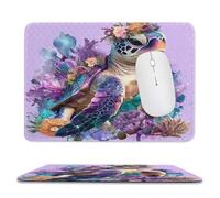 MSYKANIX Cute Colorful Sea Turtle Soft Stitched Edge Mouse Pad,Abstract Fantasy Ocean Underwater Animal Coral Nautical Flower Non-Slip Mousepad for Office,Home 20x24 cm